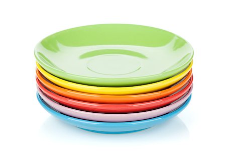 simsearch:600-07066872,k - Set of colorful saucers. Isolated on white background Stock Photo - Budget Royalty-Free & Subscription, Code: 400-07166636