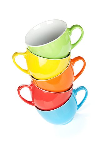 simsearch:600-07066872,k - Colorful cups. Isolated on white background Stock Photo - Budget Royalty-Free & Subscription, Code: 400-07166637