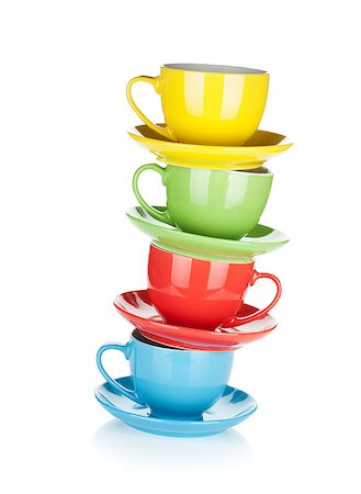 simsearch:600-07066872,k - Set of colorful cups. Isolated on white background Stock Photo - Budget Royalty-Free & Subscription, Code: 400-07166630