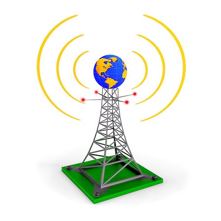 dengess (artist) - Abstract illustration - wireless tower with earth globe Stock Photo - Budget Royalty-Free & Subscription, Code: 400-07166836