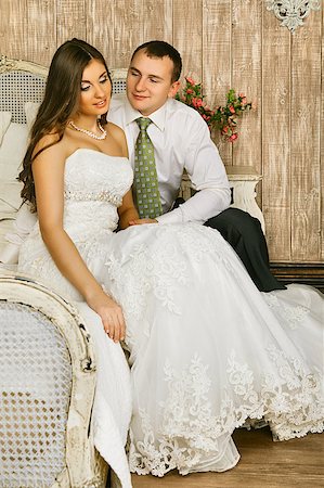 charming bride and groom in their bedroom Stock Photo - Budget Royalty-Free & Subscription, Code: 400-07167036