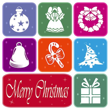 simsearch:400-06928128,k - Colorful Christmas greeting card with Christmas symbols Foto de stock - Royalty-Free Super Valor e Assinatura, Número: 400-07167162