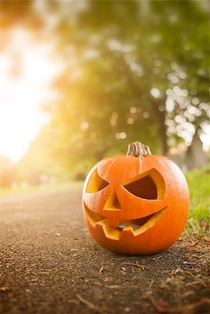 A Carved Pumpkin in October on Halloween. Stock Photo - Budget Royalty-Free & Subscription, Code: 400-07167265