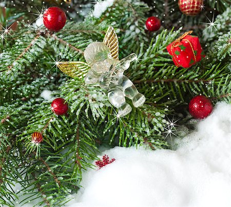 simsearch:400-04546543,k - Christmas decorations with Christmas Angel. Foto de stock - Royalty-Free Super Valor e Assinatura, Número: 400-07167378