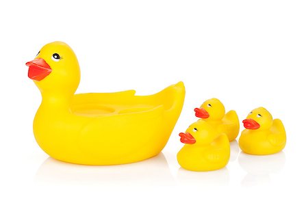 simsearch:400-04240306,k - Rubber duck family. Isolated on white background Stock Photo - Budget Royalty-Free & Subscription, Code: 400-07167545