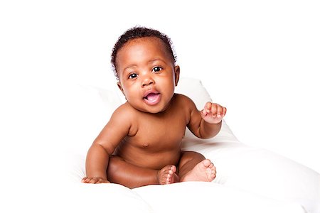 Cute happy smiling adorable baby infant sitting, on white. Stock Photo - Budget Royalty-Free & Subscription, Code: 400-07167623