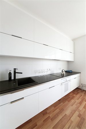 simsearch:400-04305447,k - modern kitchen interior in minimalism style Foto de stock - Super Valor sin royalties y Suscripción, Código: 400-07167831