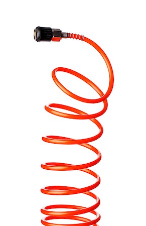 desconectar - Orange red thin spiral air hose used for pneumatic tools. Foto de stock - Royalty-Free Super Valor e Assinatura, Número: 400-07167926