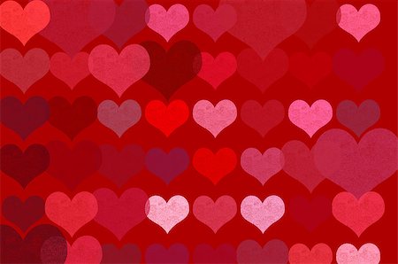 Romantic hearts on red background abstract grungy illustration. Stock Photo - Budget Royalty-Free & Subscription, Code: 400-07168348