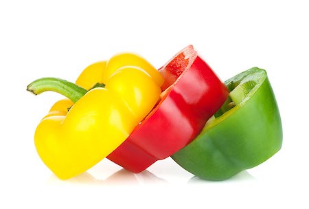 simsearch:400-06061963,k - Colorful sliced bell pepper. Isolated on white background Foto de stock - Royalty-Free Super Valor e Assinatura, Número: 400-07168559