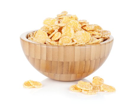 simsearch:400-04866989,k - Fresh corn flakes in bowl. Isolated on white background Stockbilder - Microstock & Abonnement, Bildnummer: 400-07168610