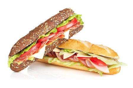 simsearch:400-04054021,k - Fresh sandwiches with meat and vegetables. Isolated on white background Photographie de stock - Aubaine LD & Abonnement, Code: 400-07168645