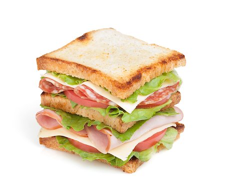 simsearch:400-07179775,k - Toast sandwich with meat and vegetables. Isolated on white background Stock Photo - Budget Royalty-Free & Subscription, Code: 400-07168642