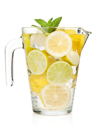 simsearch:649-07119030,k - Pitcher with homemade lemonade. Isolated on white background Stock Photo - Budget Royalty-Free & Subscription, Code: 400-07168659