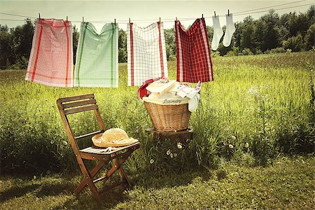 Washing day with laundry on clothesline Stock Photo - Budget Royalty-Free & Subscription, Code: 400-07168737