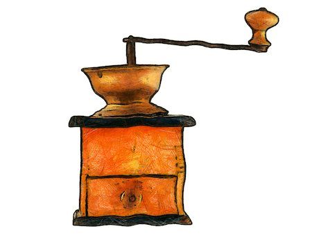 simsearch:400-07170780,k - Drawing of the old coffee grinder Stock Photo - Budget Royalty-Free & Subscription, Code: 400-07168962