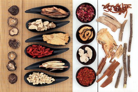 Traditional chinese herbal medicine ingredient selection. Stock Photo - Budget Royalty-Free & Subscription, Code: 400-07169572