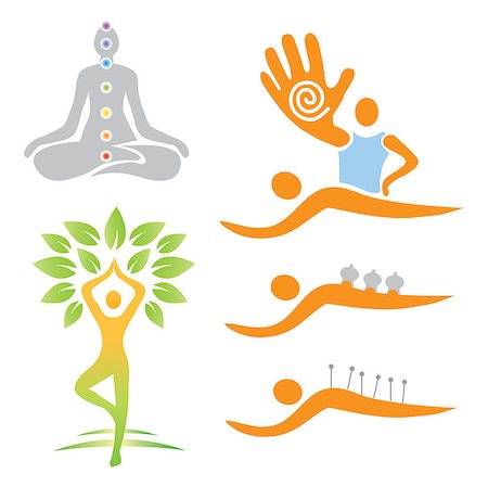 Illustrations of yoga and alternative medicine symbols. Vector illustration. Stock Photo - Budget Royalty-Free & Subscription, Code: 400-07169855