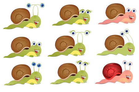 simsearch:400-06739427,k - Set of three snails, isolated on white Stockbilder - Microstock & Abonnement, Bildnummer: 400-07169859