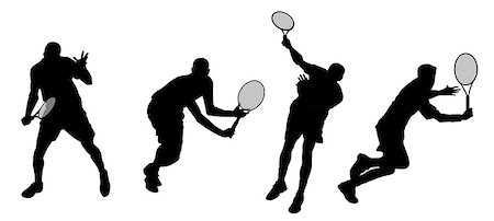 simsearch:400-06061549,k - Vector tennis athletes silhouettes. Photographie de stock - Aubaine LD & Abonnement, Code: 400-07174188