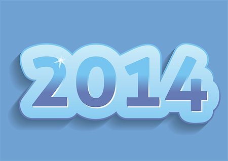 simsearch:400-06912620,k - Simple New Year 2014 card in blue color Stock Photo - Budget Royalty-Free & Subscription, Code: 400-07174274