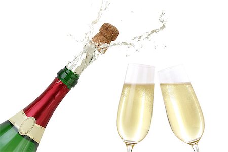fizzy pop - Champagne splashing out of the bottle with a popping cork Stock Photo - Budget Royalty-Free & Subscription, Code: 400-07174310