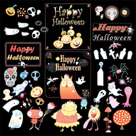 simsearch:400-06881290,k - Set the holiday Halloween. Logos and images for the holiday. Vector illustration. Stockbilder - Microstock & Abonnement, Bildnummer: 400-07174676