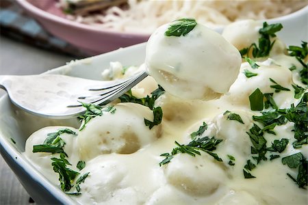 italian potato noodle with cheese sauce and basil Stock Photo - Budget Royalty-Free & Subscription, Code: 400-07174736