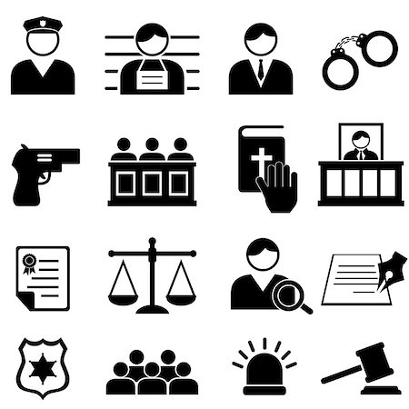 simsearch:400-08624071,k - Legal, justice and court icon set Stock Photo - Budget Royalty-Free & Subscription, Code: 400-07174796