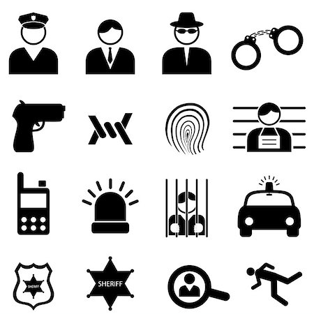 Police and crime icon set Stock Photo - Budget Royalty-Free & Subscription, Code: 400-07174797