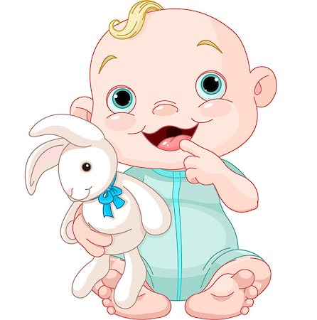 Adorable baby boy holding bunny toy Stock Photo - Budget Royalty-Free & Subscription, Code: 400-07174867