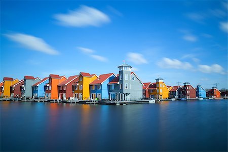 simsearch:400-06875437,k - colorful buildings on water at Reitdiephaven, Groningen Foto de stock - Super Valor sin royalties y Suscripción, Código: 400-07174934