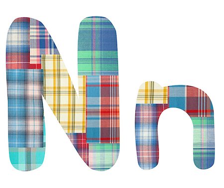 collage letter "N" of the color patches checkered fabric on a white background Stock Photo - Budget Royalty-Free & Subscription, Code: 400-07175162