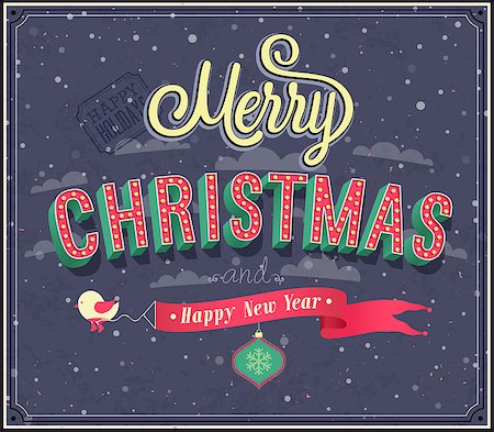 simsearch:400-08647286,k - Merry Christmas typographic design. Vector illustration. Foto de stock - Super Valor sin royalties y Suscripción, Código: 400-07175170