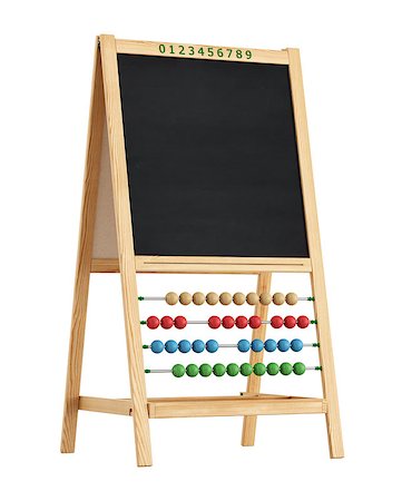 Blackboard with abacus isolated on white - rendering Foto de stock - Royalty-Free Super Valor e Assinatura, Número: 400-07175433
