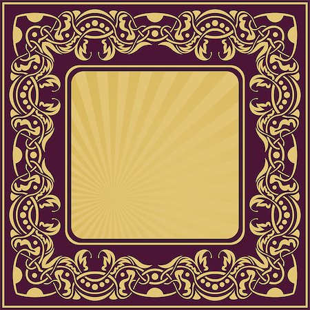 simsearch:400-08836820,k - Gold vintage frame with floral ornamental border Photographie de stock - Aubaine LD & Abonnement, Code: 400-07175639
