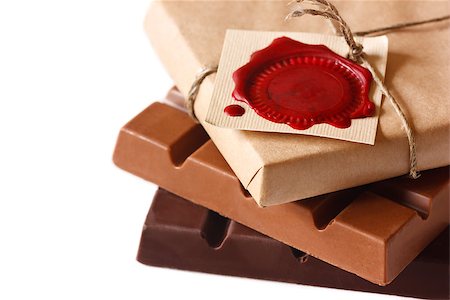 simsearch:400-04462092,k - Delicious chocolate bars with red blank wax seal. Stockbilder - Microstock & Abonnement, Bildnummer: 400-07175658