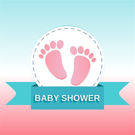 Baby shower invitation card with baby feet Stock Photo - Budget Royalty-Free & Subscription, Code: 400-07175665