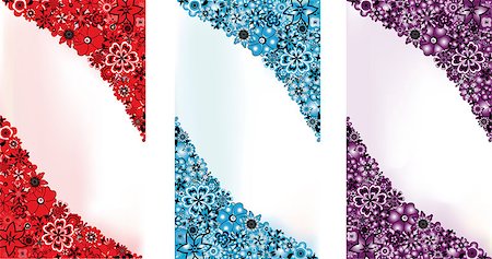 floral vector - Abstract flowers backgrounds in 3 colours (red, blue and lilac) and space for the text Photographie de stock - Aubaine LD & Abonnement, Code: 400-07175695