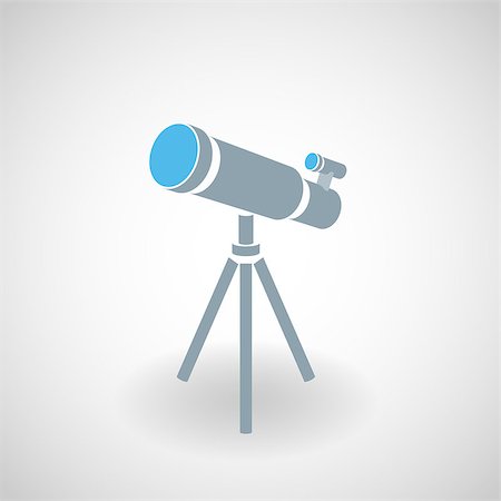 Simple blue icon of telescope on tripod. Fotografie stock - Microstock e Abbonamento, Codice: 400-07176011