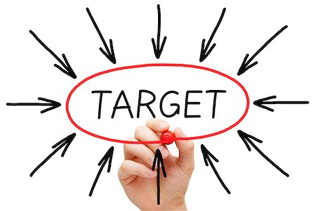 simsearch:400-07329621,k - Hand sketching Target concept with red marker on transparent wipe board. Photographie de stock - Aubaine LD & Abonnement, Code: 400-07176274