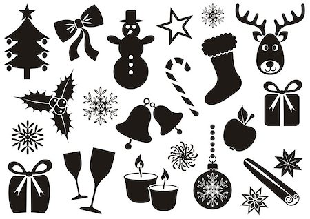 simsearch:400-07718917,k - Collection of vector christmas and winter silhouette icons Stock Photo - Budget Royalty-Free & Subscription, Code: 400-07176408