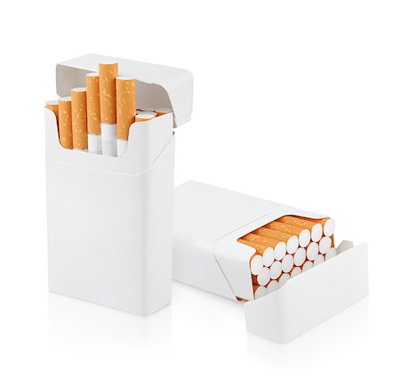 simsearch:696-05780738,k - Open pack of cigarettes isolated on white with clipping path Foto de stock - Super Valor sin royalties y Suscripción, Código: 400-07178953