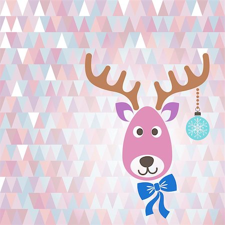 reindeer clip art - Christmas vector card with cute reindeer pastel colors Stock Photo - Budget Royalty-Free & Subscription, Code: 400-07178963