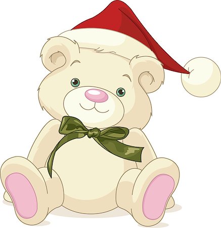 ribbon for christmas cartoon - Christmas rough, painterly child's teddy bear Stock Photo - Budget Royalty-Free & Subscription, Code: 400-07178984