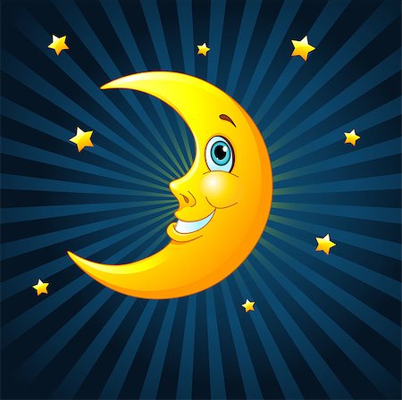 Smiling moon on radial background. Stock Photo - Budget Royalty-Free & Subscription, Code: 400-07178987