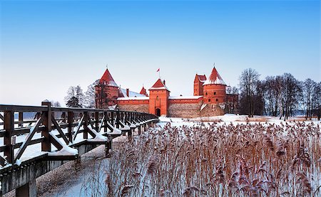 Trakai. Trakai is a historic city and lake resort in Lithuania. It lies 28 km west of Vilnius, the capital of Lithuania. Stock Photo - Budget Royalty-Free & Subscription, Code: 400-07179023