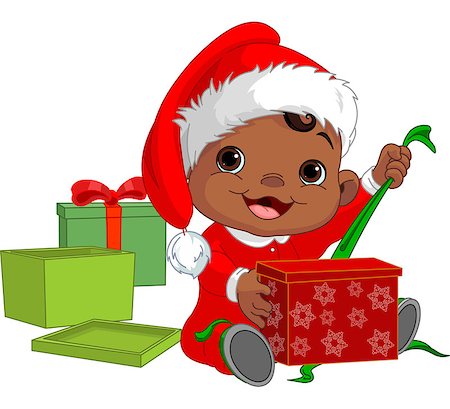 simsearch:400-06739427,k - Cute Baby open Christmas gift Stockbilder - Microstock & Abonnement, Bildnummer: 400-07179361