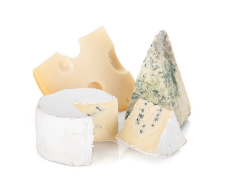 simsearch:400-06919923,k - Various types of cheeses. Isolated on a white background. Stockbilder - Microstock & Abonnement, Bildnummer: 400-07179430