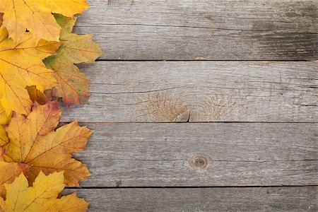 simsearch:400-06852043,k - Colorful autumn maple leaves on wooden table background Fotografie stock - Microstock e Abbonamento, Codice: 400-07179579